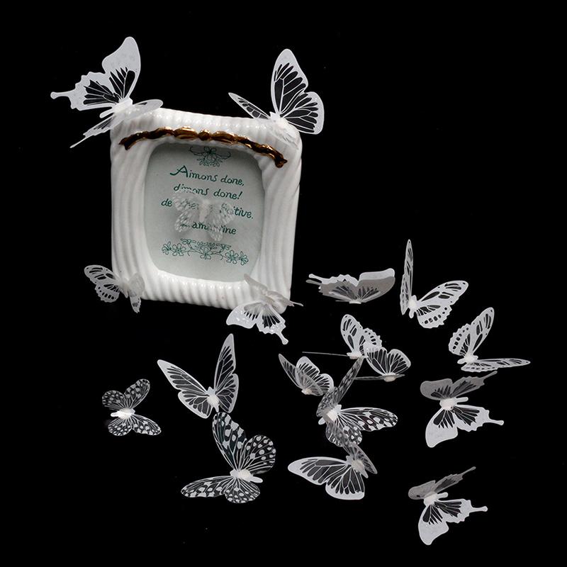 18Pcs/Set Black And White Crystal Butterflies Wall Sticker Beautiful Butterflies Art Decal Home Decor For Refrigerator Kids Room