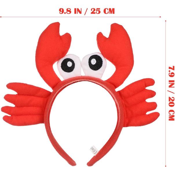 Kisangel Red Crab Headband Plush Eye Crab Hair Hoop Adorable Cosplay Headwear for Cartoon Funny Favors Supplies
