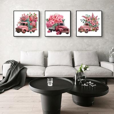1 Set Rhinestone Flower Car Painting 5D DIY Decorative Artwork Rhinestone Drawing