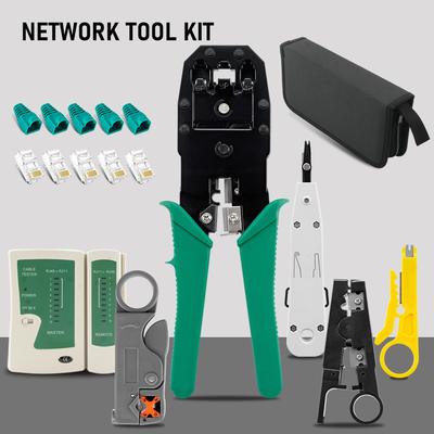 Outil de test de câble réseau LAN UTP, tournevis, dénudeur de fil, connecteur RJ45 RJ11, pince à sertir pour réseau informatique, kit d'outils