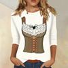 Haut Décontracté pour Femme à Manches Trois Quarts Imprimé Oktoberfest Col Rond Léger Coupe Confortable Chemisier pour un Usage Quotidien