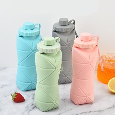 600 ml zusammenklappbare Wasserflasche in Lebensmittelqualität, auslaufsicher, wiederverwendbar, tragbar, zusammenklappbar, für Outdoor-Camping, Radfahren, Fitnessstudio, Fitness, Sport, Reisen, Trinkbecher