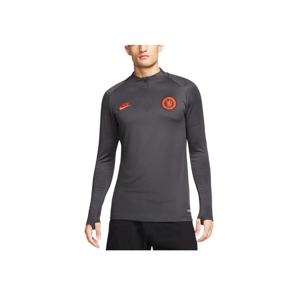 Nike Logo Print Stand Collar Slim Fit Retro Football Shirt Men tops Black AO5177-060