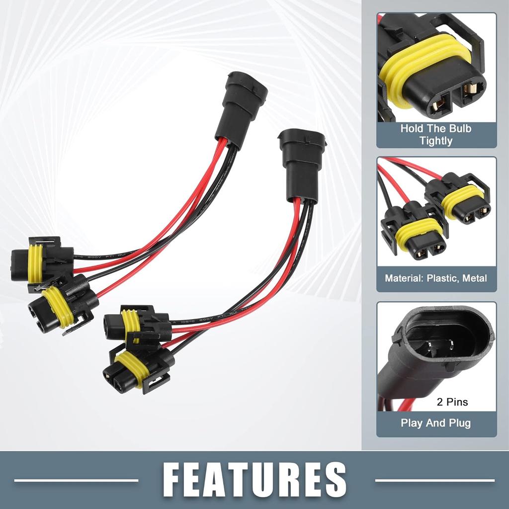 H11 H8 H9 Male Transfer Female Splitter Connector Adapter Socket Harness Cable Harness Connector Adapter (Set of 2)