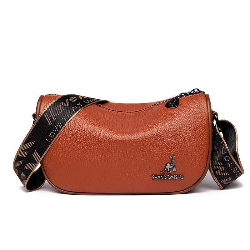 Kangaroo Brand Leather Shoulder Messenger Bag Fashion Casual Dumpling Bag