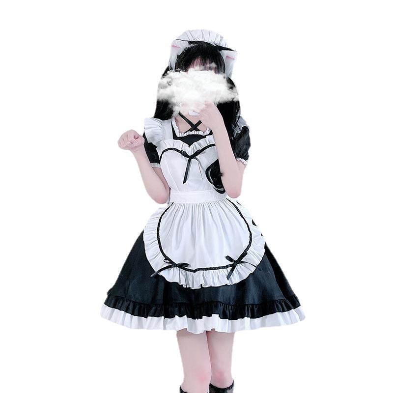 Japanese Rakuten Anime Classic Black Maid Outfit Soft Girl Sweet Cute Maid Uniform Seductive Cosplay