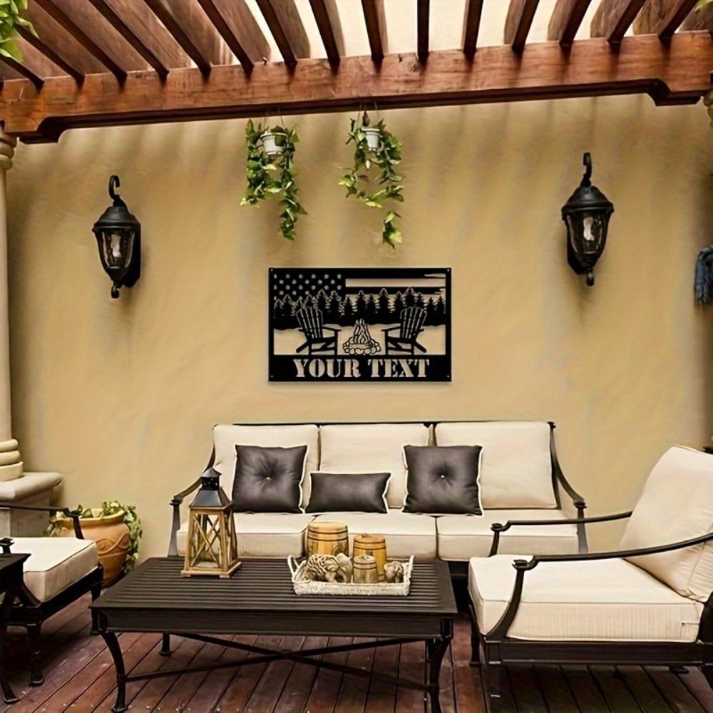 Unique Personalized Metal Sign Stars Stripes Mountain Scenes Durable Waterproof for Gardens Poolside Housewarming Gift