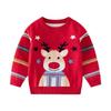 Children's Clothing Boys' Christmas Reindeer Pullover Sweater Autumn and Winter Kidsren's Striped Sleeve Knitwear Baby Star Sweater
