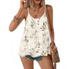 Women Strapless Floral Print Sleeveless Double Layer Camisole Top Lightweight Summer Casual Tank Blouse