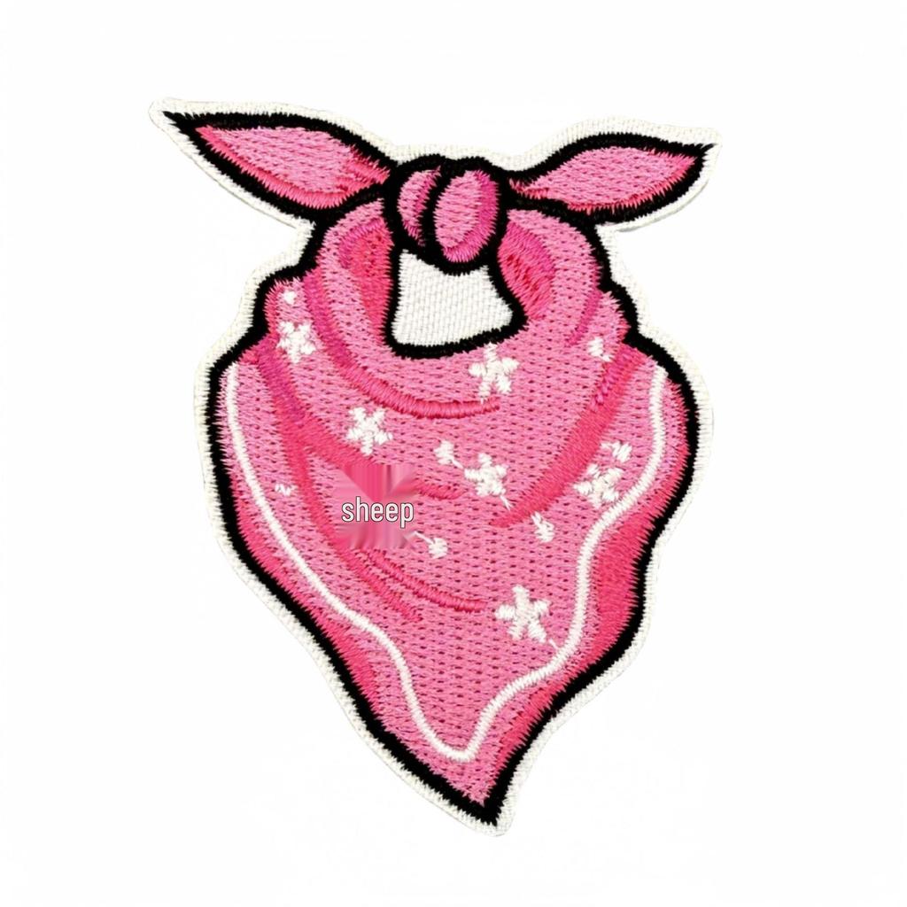 Cartoon Pink Series Embroidered Patch Bowknot Flower Applique Clothing Accessories with Hot Melt Adhesive