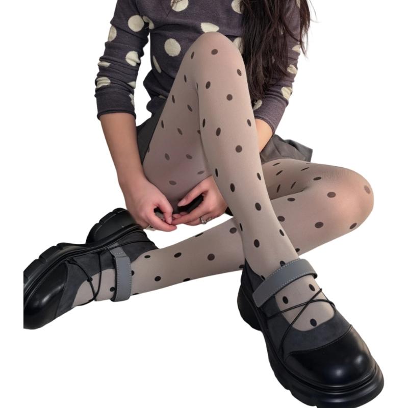 Fashionable Black Dot Pantyhose Soft Nylon Stockings Breathable And Practical Hosiery For Office Outfits