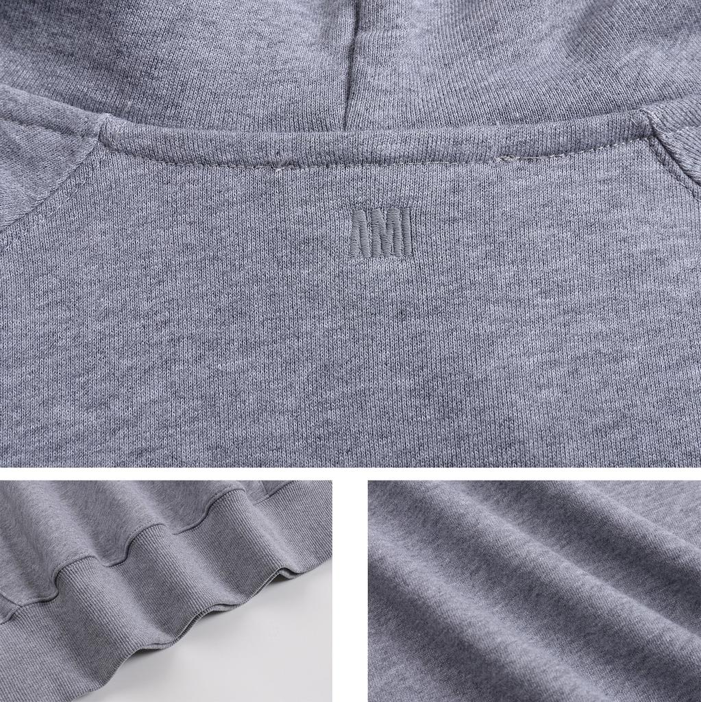 AMI 2025 Autumn/Winter New Knitted Large Logo High Quality Cotton Hoodie Sweatshirt Couple Hoodie