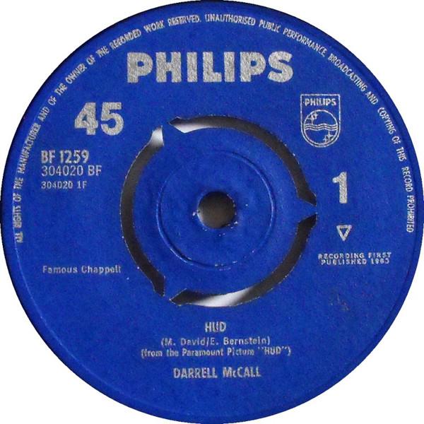 

7inch Record DARRELL MCCALL - Hud / No Place To Hide BF1259 Philips 1963 UK Folk Used