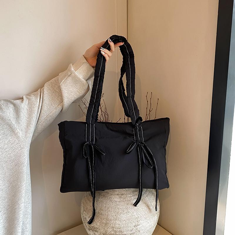 Canvas Bag Women's 2025 New Fashion Large Capacity Pleated Shoulder Underarm Bag Casual Fashion Messenger Tote Bag
