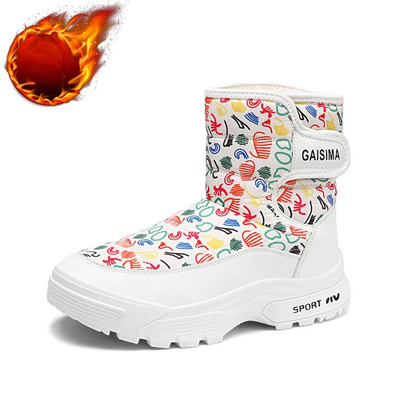 

Мужские зимние теплые ботинки для снега, пушистые нескользящие ботинки с подкладкой из искусственного меха, прогулочная обувь для пеших прогулок, водонепроницаемые удобные ботинки для мужчин 44 белый