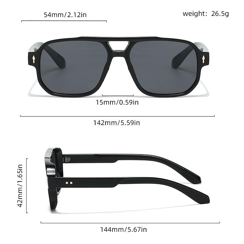 Double-Beam Arrow Rice Nail Retro Square Sunglasses for Men & Women