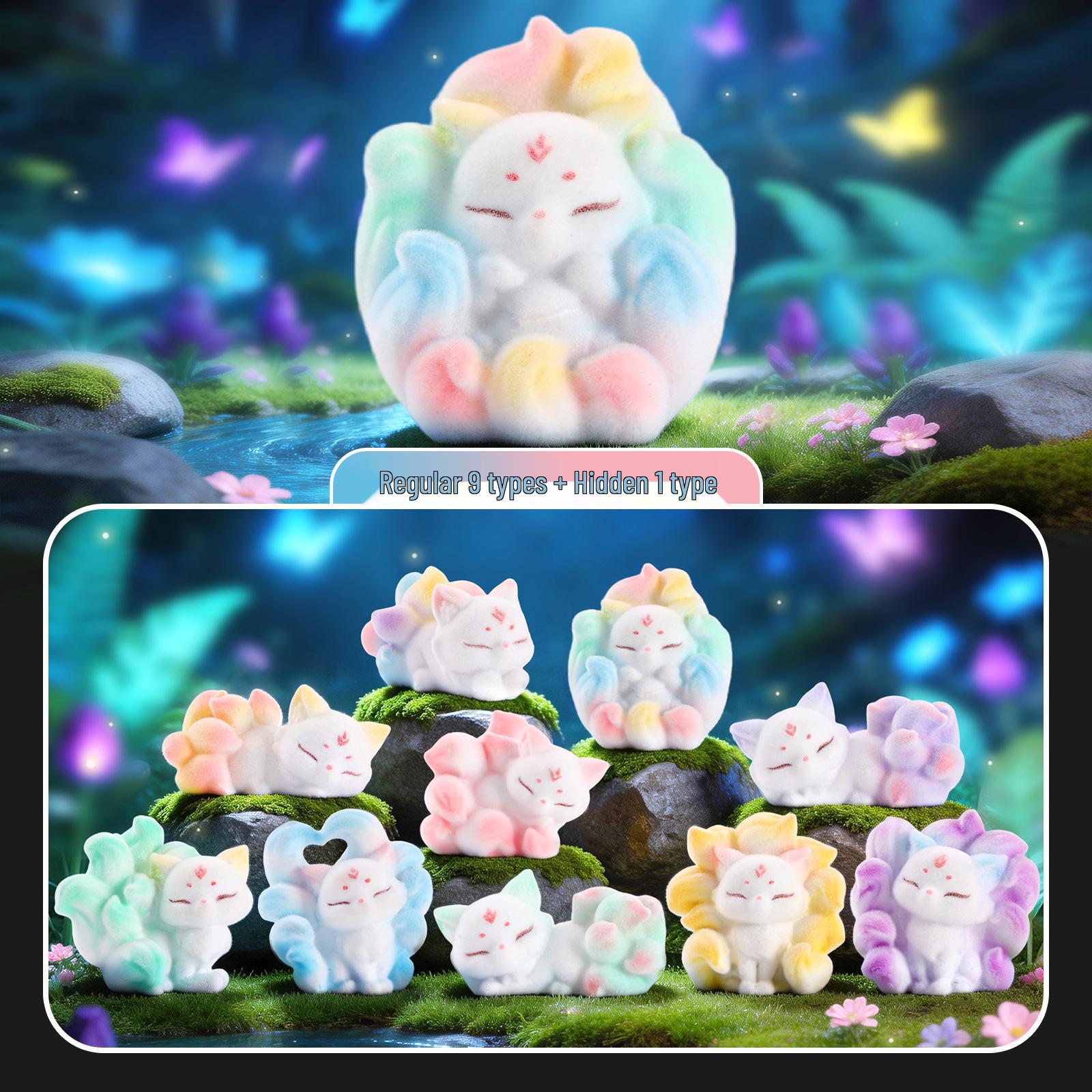 Trendy Electroplated Nine-Tailed Fox Blind Box Figurine – Chinese Style Spirit Fox Ornament Random One