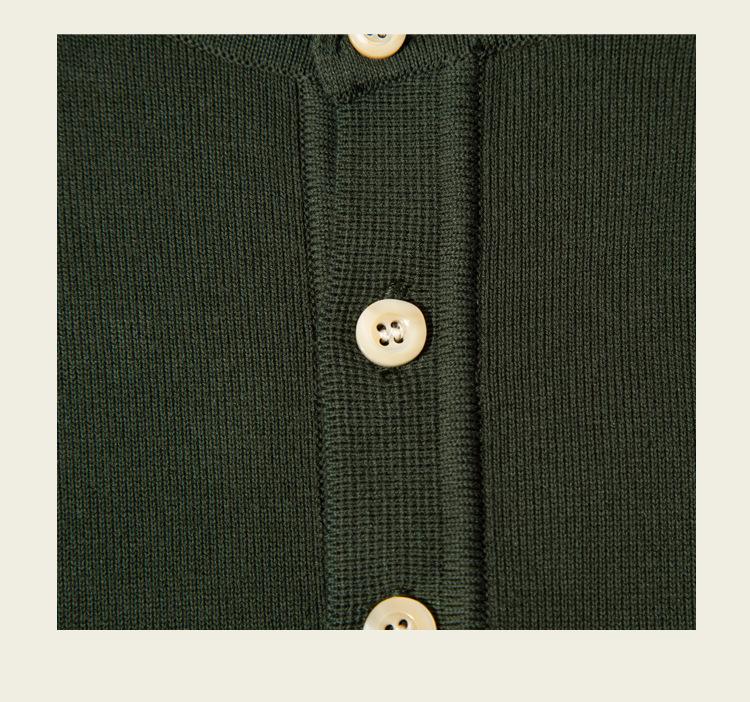 Men's Italian Khaki Knitted Polo Shirt - American Retro Short-Sleeved Cotton Tee for Summer