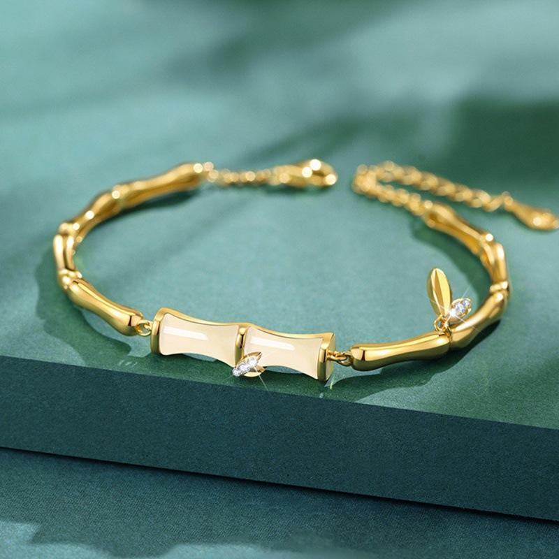 New Chinese Style Bamboo Knot Bracelet For Women Fashion Gold Color Bamboo Bracelet Elegant Girl Daily Jewelry Accessories