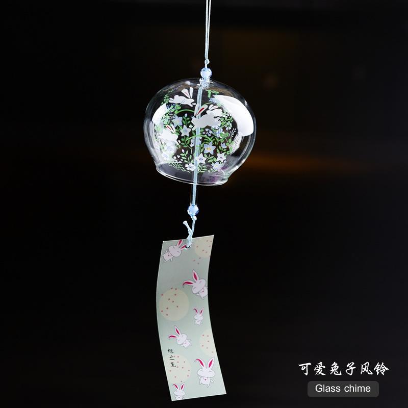 Japanese Style Cute Wind Chime Handmade Glass Painted Hanging Ornament Creative Gift for Girls