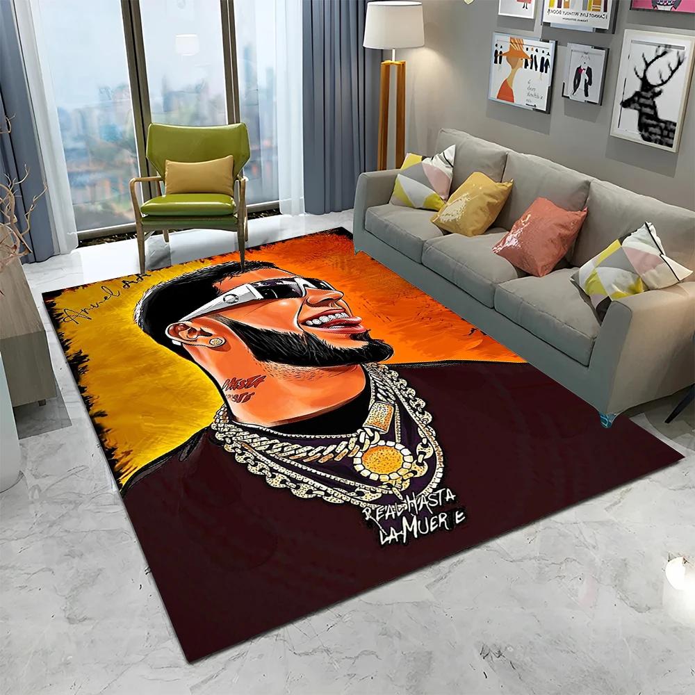 Free Anuel AA Rapper Hip Hop Singer Carpet Rug for Home Living Room Bedroom Sofa Doormat Decor,kids Area Rug Non-slip Floor Mat