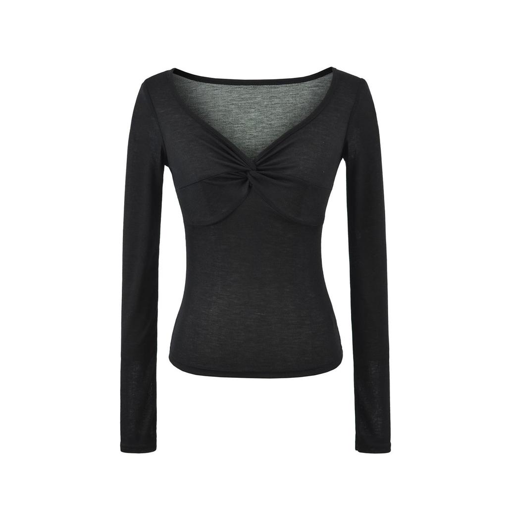 Spicy Girl Slimming Long-Sleeve T-Shirt for Women - 2026 Spring/Autumn Collection