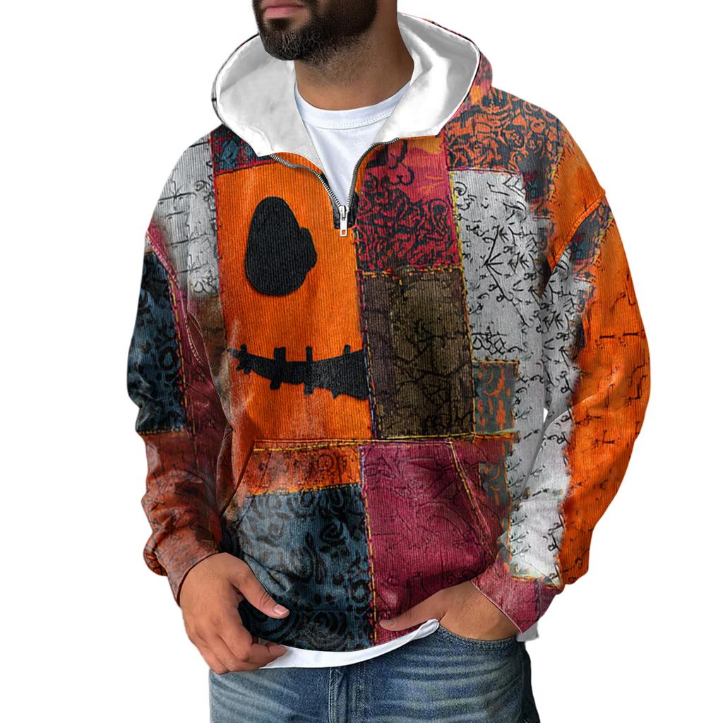 Men Zipper With Pockets  Vintage Hoodies Casual Sweatshirts Lightweight