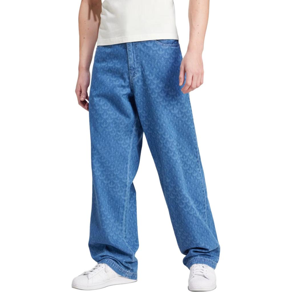 Adidas Originals Pattern Print Mid-Rise Straight Leg Casual Pants Men Bottoms Blue IX6720