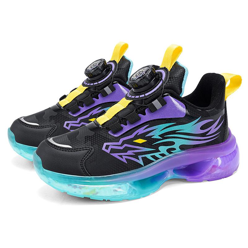 

Легкая зимняя детская спортивная обувь с поворотной пряжкой для мальчиков, повседневные кожаные кроссовки для бега, детская теннисная обувь для активного отдыха, нескользящая 34