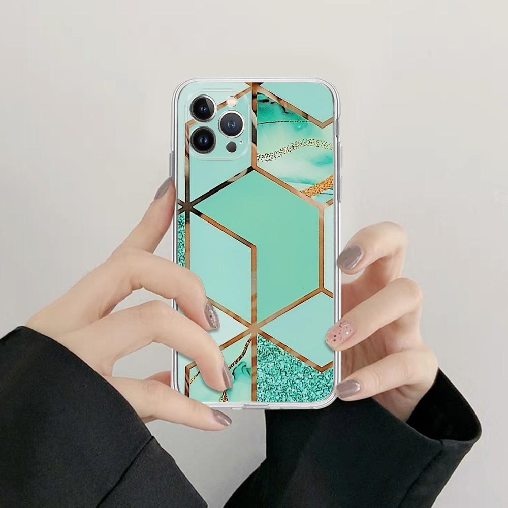 

Geometric Marble Phone Case Silicone Soft For Iphone 16 15 14 13 12 11 Pro Mini XS MAX Plus X Cover iPhone 16 pro