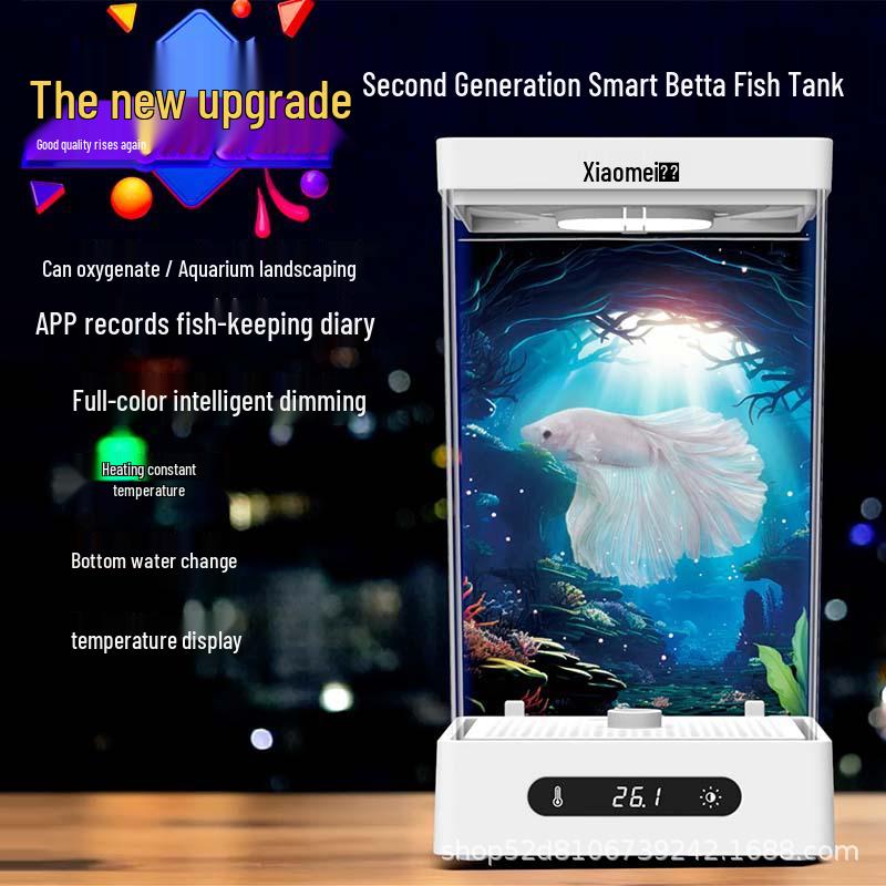 2024 Eco Self-Cycling Betta Fish Tank: Compact Desktop Aquarium with Creative Landscaping for Office or Home