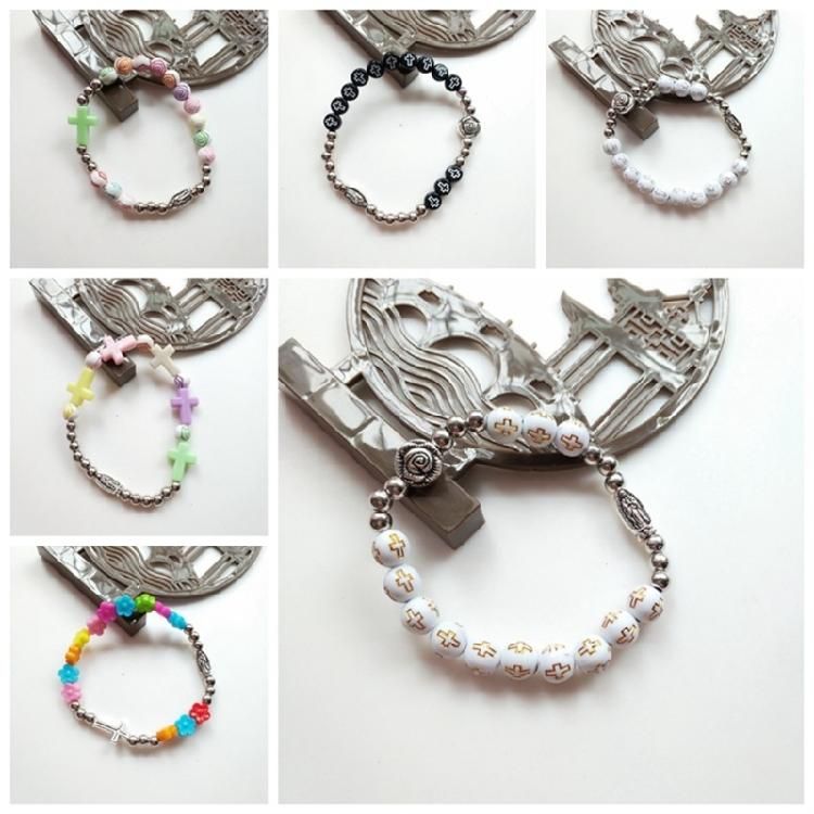 Catholic Cross Rosary Bracelet Bangle Prayer Catholic Jewelry Religious Gift