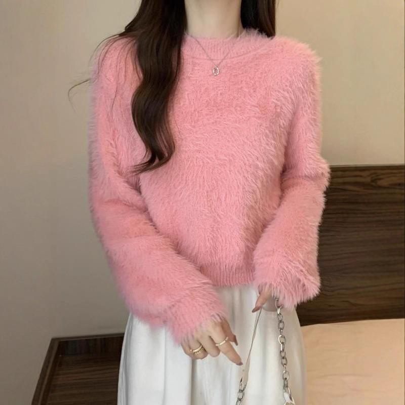 Korean Sweet Imitation Mink Fur Coat for Women Short Style Gentle Autumn and Winter Temperament Sweater Top