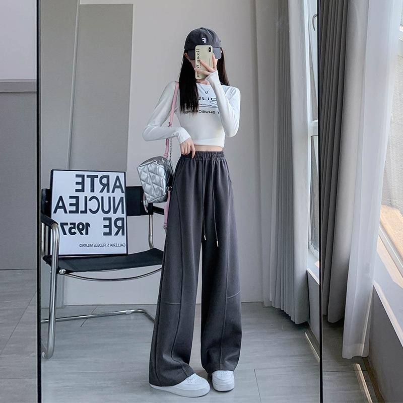 Scimitar wide-leg pants women's spring and autumn new high-waisted loose straight casual pants slim sweatpants