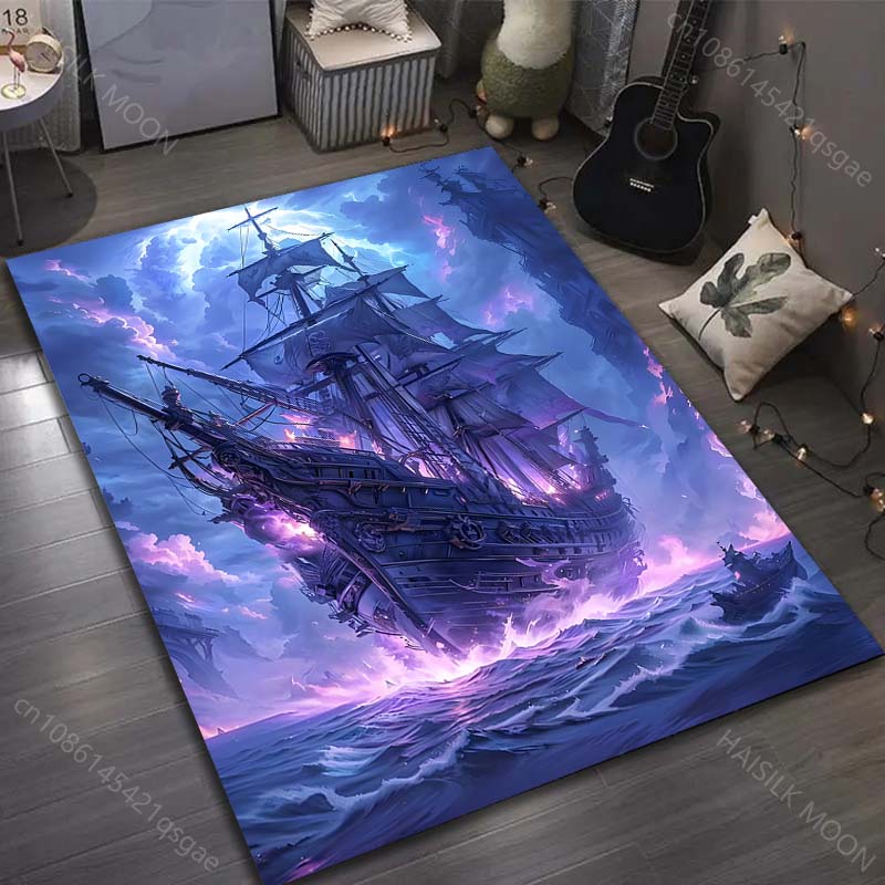 15 Sizes Sailing Ghost Ship Print Carpet for Living Room Bedroom Sofa Doormat Decor Sofa Area Rug Non-slip Floor Mat