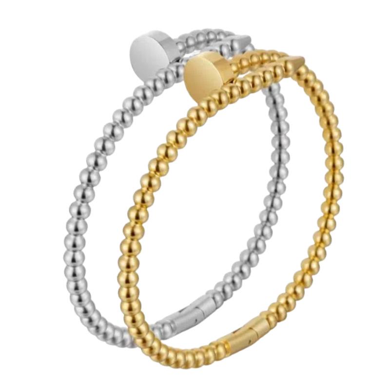 Stainless Steel Colorfast Cross Beaded Bracelet - European American Fashion, Simple & Versatile.