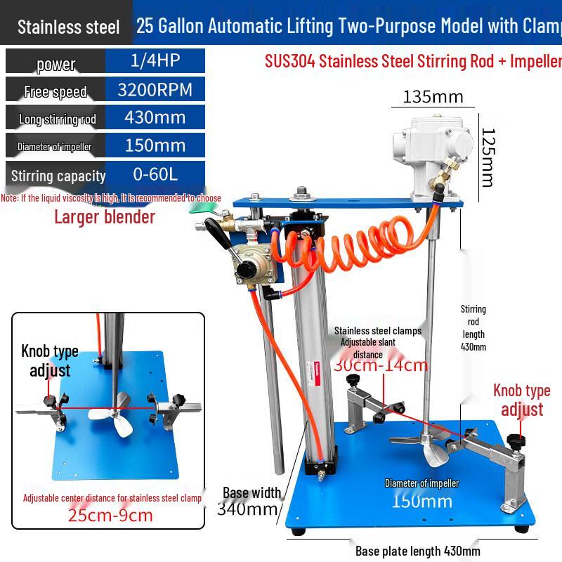 Pneumatic Automatic Lift Glue Mixer with Clamp