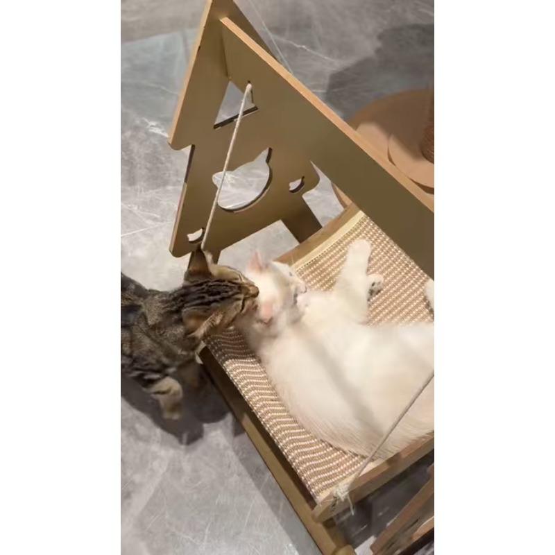 Wooden Swing Hammock Pet Cradle Sisal Hammock Nest Pet Toy Universal In All Seasons