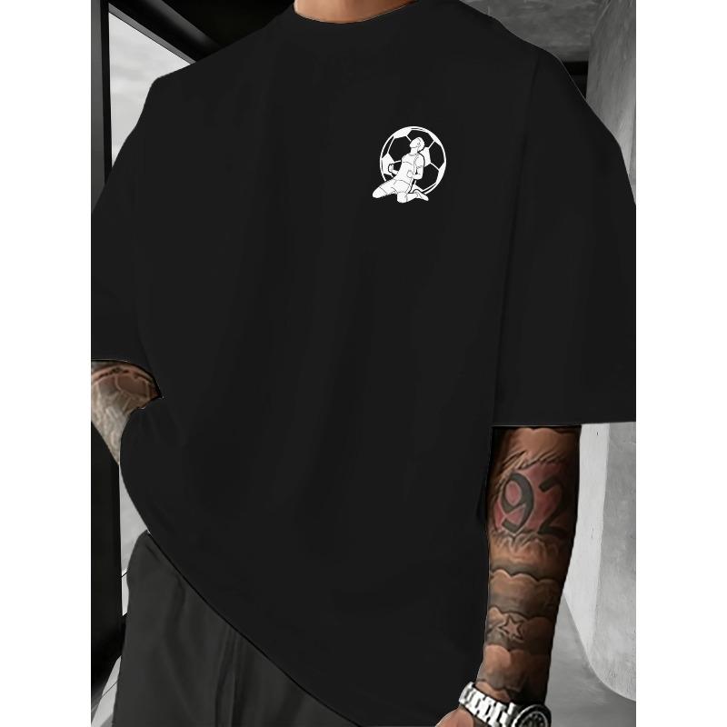 European Sizes Trendy Sporty Style Men's Soccer Player Celebration Print Short-Sleeve T-Shirt