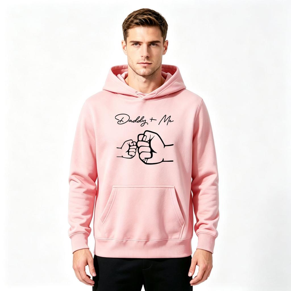 Men Daddy & Me Fist Bump Graphic Print Casual Pullover Hoodie