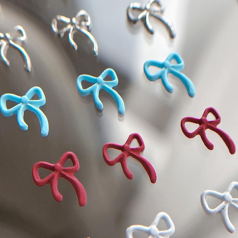 10Pcs Kawaii Bowknot Metal Gold Silver Nail Charms 3D Alloy Bow Tie Jewelry Nail  Decoration Manicure Accessories