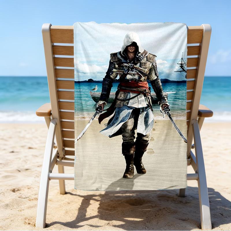 Ultra-Soft Beach Towel with Assassin's Creed Theme,Ideal for Pool - Camping, Diving - Perfect Travel Essential, Vibrant Beach Towel.