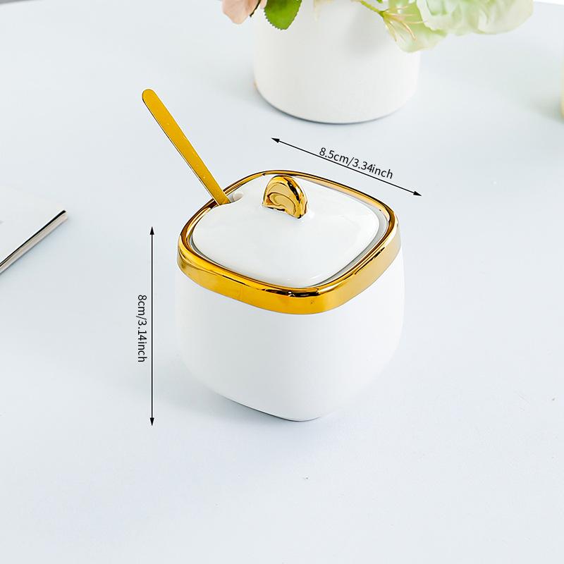 Salt MSG seasoning jar seasoning box ceramic high-end kitchen supplies household chili oil jar combination set