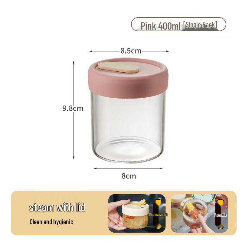 Microwaveable Borosilicate Glass Baby Food Lunch Box & Freshness Bowl for Cold Storage & Steaming, Sealed for Freshness.
