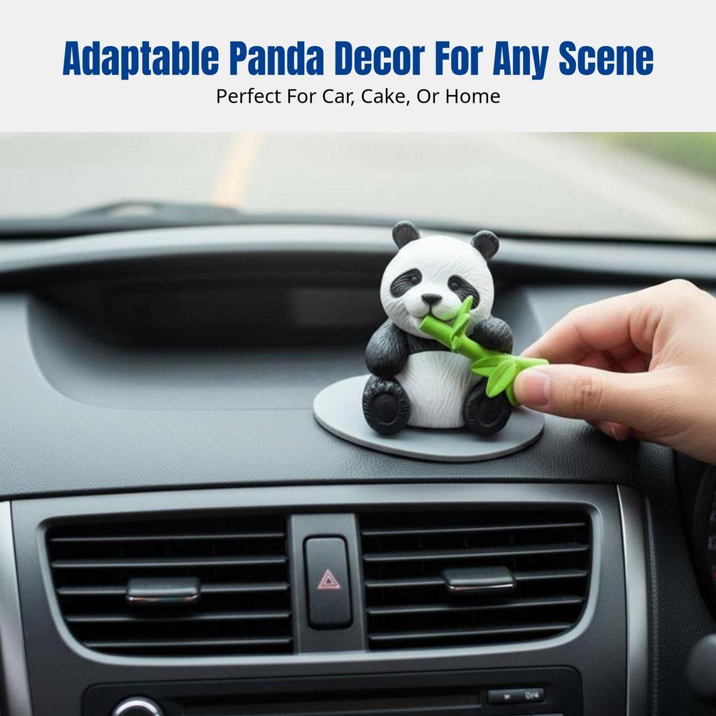 2 Panda Figures, Toy, Miniature Figure, Collectible, PVC, Farm, Easy to Clean, Realistic Look for