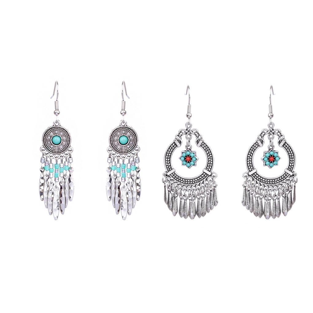 2pcs Ethnic Style Earring Beautiful Dress Decoration Vintage Fashion Accessory Women Pendant Ear Drop Hanging Decor