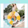 Thickened Double Airbag Inflatable Swim Ring With Handle For Adults British Style Print Eco-friendly Pvc Material