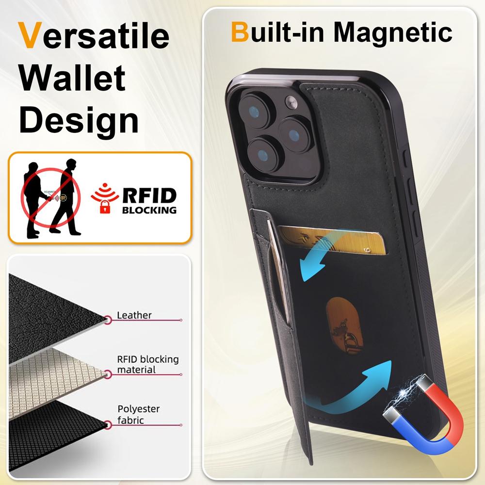 Für Apple iPhone 16 16e 15 14 Plus 13 12 11 Pro Max mini Hülle Retro PU Leder Kartenfach Stoßfest Ständer Rückseite