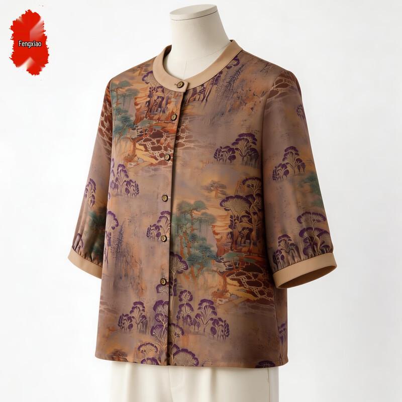 Elderly Women s Loose Fit Summer 3/4 Sleeve Cardigan 4XL