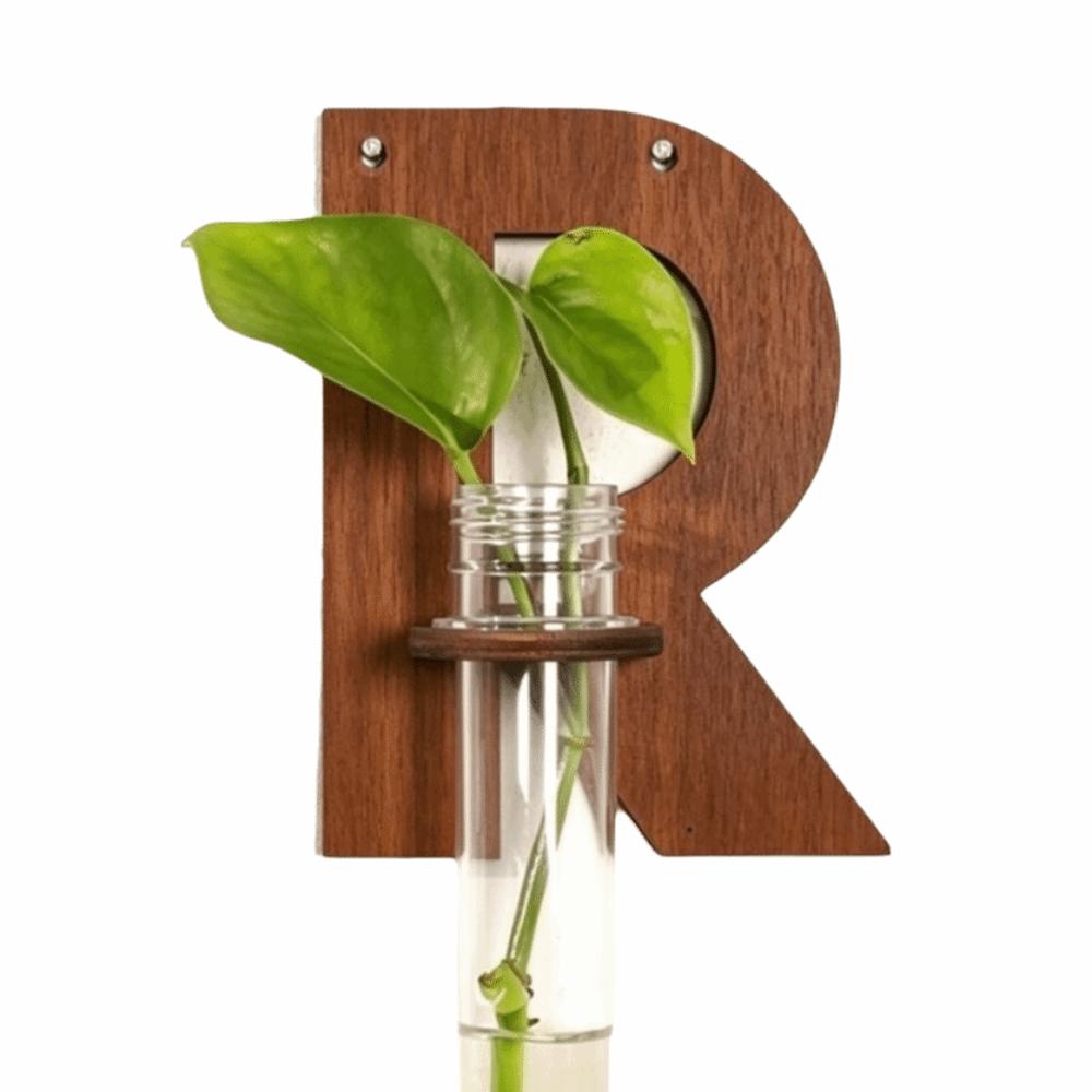 Flower Holder Wooden Hydroponic Planter Shelf A-Z Alphabet Vase Wall Decoration Home Ornaments Retro Flower Pot Indoor Garden